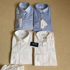 Four Eton button down dress shirts, size 42 sleeve 16 1/2 inches.